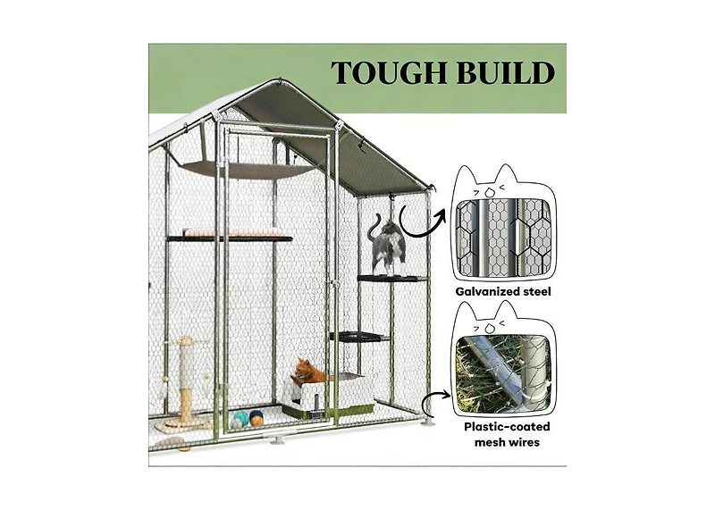 Zeus and Ruta Large Walk In Cat Patio Enclosure Outdoor Catio Garden Pet Playpen For Yard