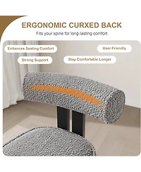 gaomon Boucle Dining Chairs Set of 6, Upholstered Kitchen Chairs with Curved Back & Wood Legs.