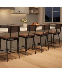 gaomon Bar Stools Set of 8, Counter Height Chairs with Back & Footrest, Thick Cushion & Metal Legs