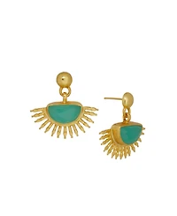 Ottoman Hands Sunrise Aqua Chalcedony Drop Stud Earrings