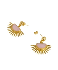 Ottoman Hands Sunrise Rose Quartz Drop Stud Earrings