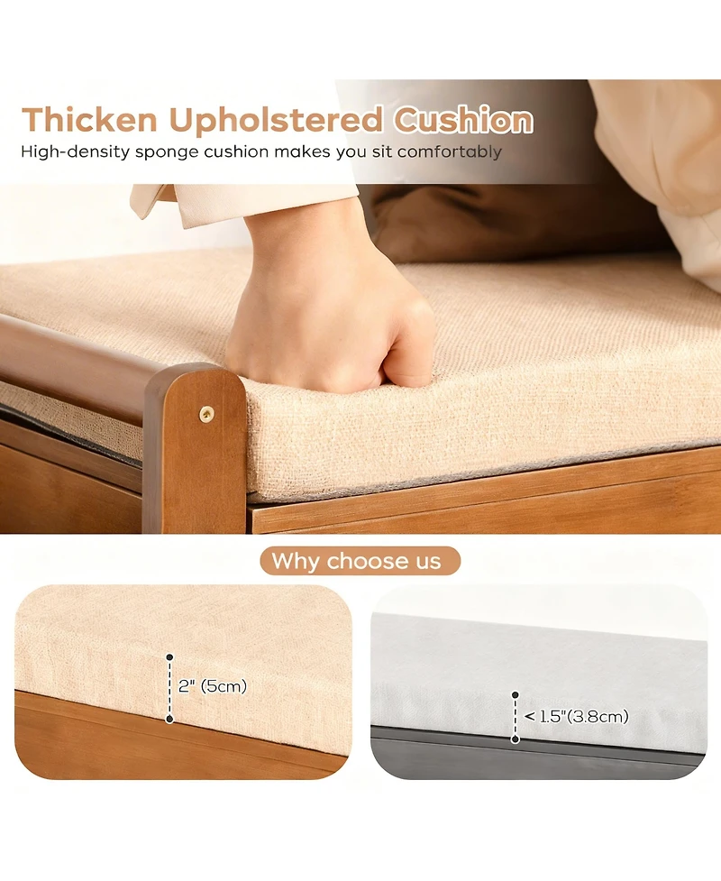 Yigii Shoe Bench 3 Tier Entryway Storage Rack with Side Holders Removable Cushion