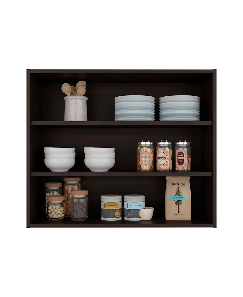 Depot E-Shop Ida Wall Shelf Shelves, Dark Walnut