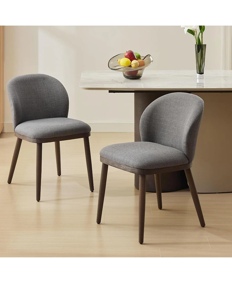 Dining Chairs Set of 4, Upholstered Kitchen Chairs with Ergonomic Back and Wood Legs