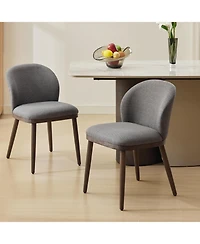 Dining Chairs Set of 4, Upholstered Kitchen Chairs with Ergonomic Back and Wood Legs