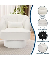 gaomon Swivel Barrel Accent Chair Set Teddy Fabric, Beige