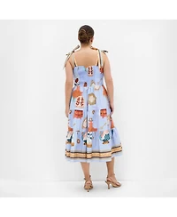 City Chic Women's Plus Casey Beauty Print Border Dress