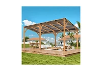 Aecojoy Outdoor Wooden Gazebo, Patio Lean to Hardtop Pergolas and Gazebos