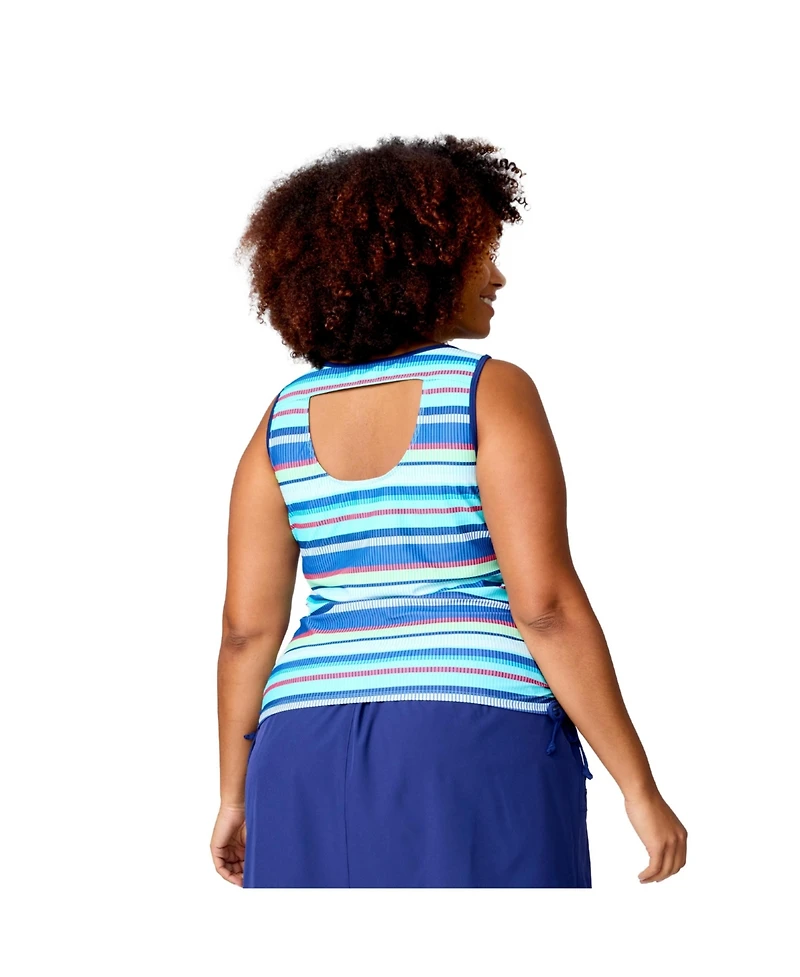 Free Country Plus Size Full Side Shirring Tankini Top