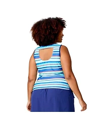 Free Country Plus Size Full Side Shirring Tankini Top