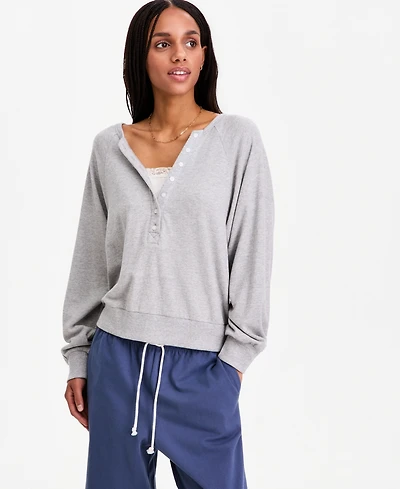 Hippie Rose Juniors' Twofer Long-Sleeve Henley Lounge Top