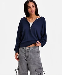 Hippie Rose Juniors' Twofer Long-Sleeve Henley Lounge Top