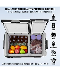 Mecale 58 L Dual Zone 12 Volt Car Refrigerator with -4°F to 68°F Range