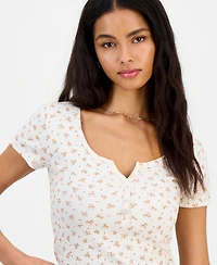 Hippie Rose Juniors' Ribbed Henley Top