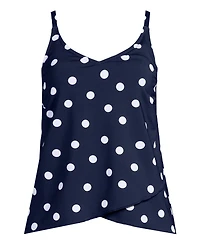 Lands' End Women's Plus Long Torso Chlorine Resistant V-Neck Tulip Hem Tankini Swimsuit Top