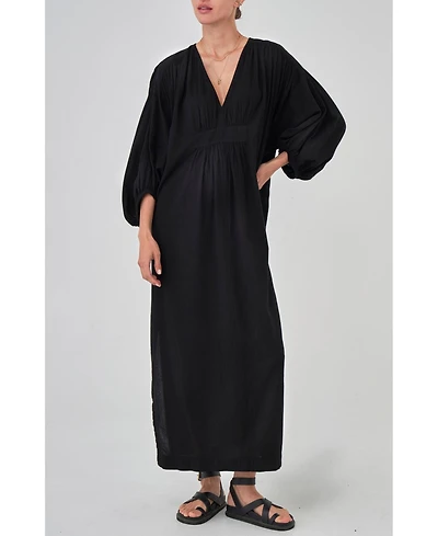Ocean+Main Women's Ocean+Main Rouched Shoulder Maxi Cotton Caftan