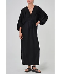 Ocean+Main Women's Ocean+Main Rouched Shoulder Maxi Cotton Caftan