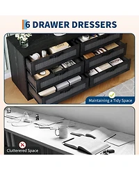 gaomon 47.2'' Tv stand with mount, modern entertainment center with 6 drawer rattan dresser and media console storage for 32–85'' TVs.