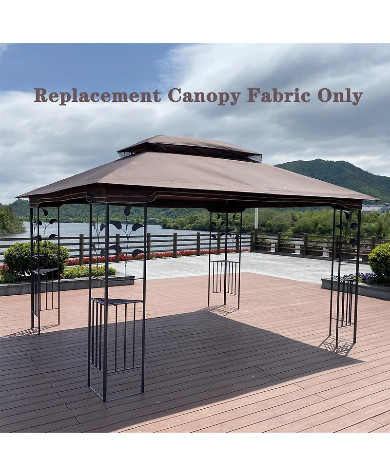 Clihome 13x10 Ft Patio Double Roof Gazebo Replacement Canopy Top Fabric
