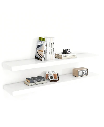 Yigii Floating Shelves Wall Mounted Set of 2 Rustic Wood Storage Shelf