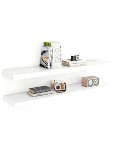 Yigii Floating Shelves Wall Mounted Set of 2 Rustic Wood Storage Shelf