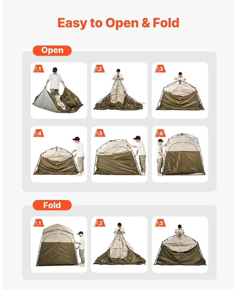 Mecale 2-Room Portable Camping Shower Tent with Carry Bag