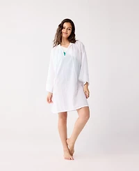 Reistor Women's Relaxed-fit Beach Cover-up with Front Tie Detail