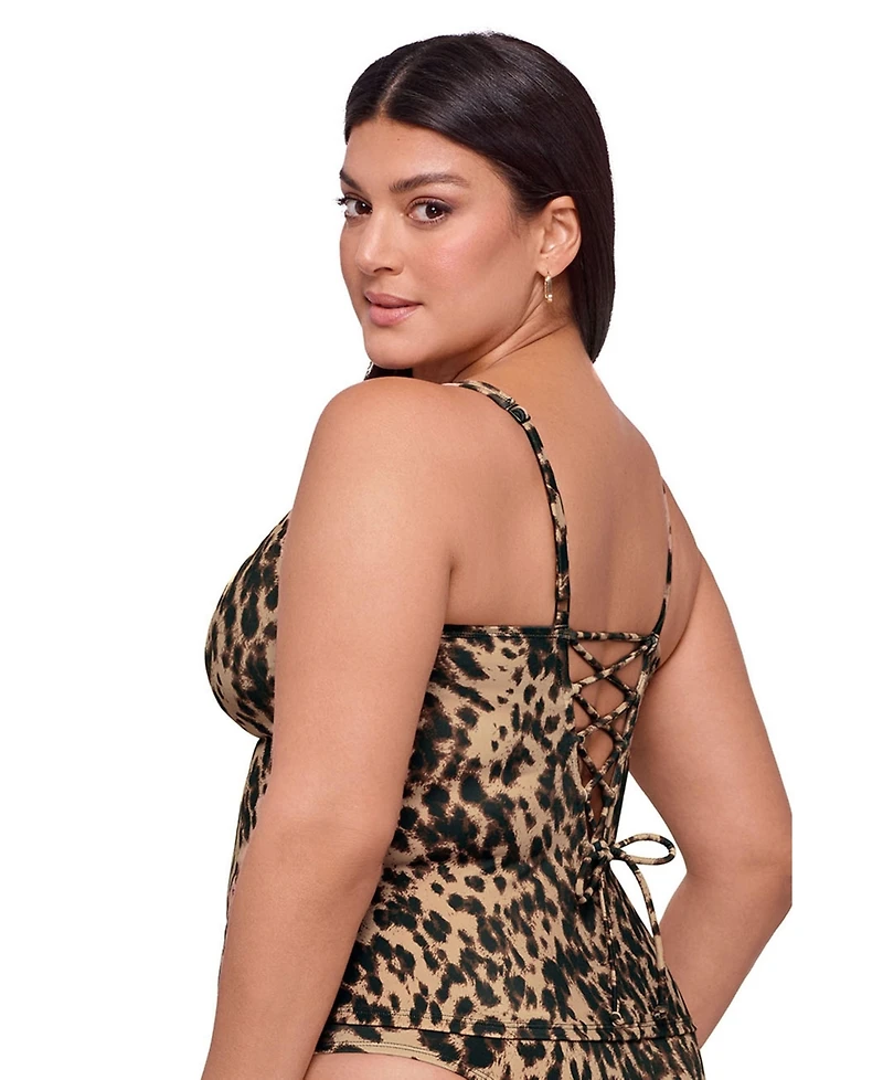 S3 Apparel Women's Supportive Square Neck Lace Back Tankini Swimsuit Top