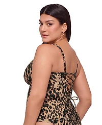 S3 Apparel Women's Supportive Square Neck Lace Back Tankini Swimsuit Top