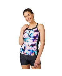 Free Country Women's Mesh Zip-Up Tankini Top