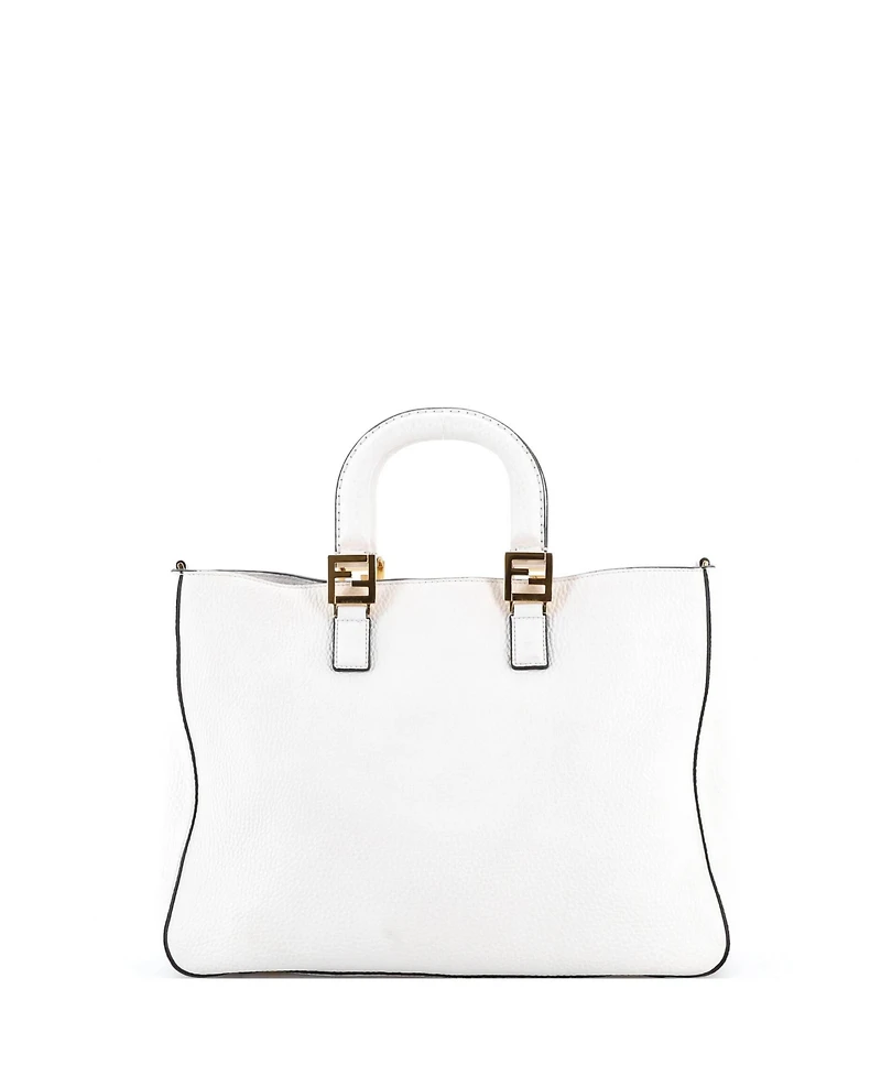 Pre-Owned Fendi Medium Selleria Ff Handle Tote Leather