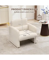 gaomon Single Sofa Chair, Reading Chair for Bedroom, Cozy Chenille Armchair, Mid Century Modern Accent with Arms and Lumbar Pillow