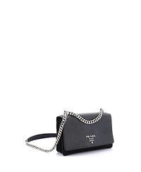 Pre-Owned Prada Medium Chain Flap Crossbody Bag Tessuto and Saffiano Leather