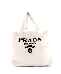 Pre-Owned Prada Medium Logo Tote Shearling