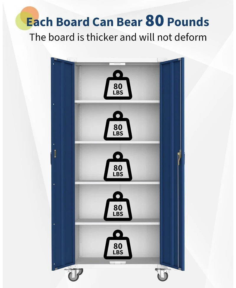 gaomon 71" Steel Storage Cabinet with Locking Doors, 4 Adjustable Shelves, Heavy Duty Metal, Rustproof Tall Cabinet for Garage, Office & Pantry