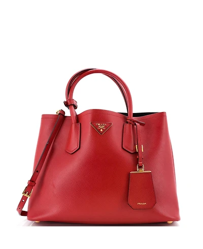 Pre-Owned Prada Medium Cuir Double Tote Saffiano Leather