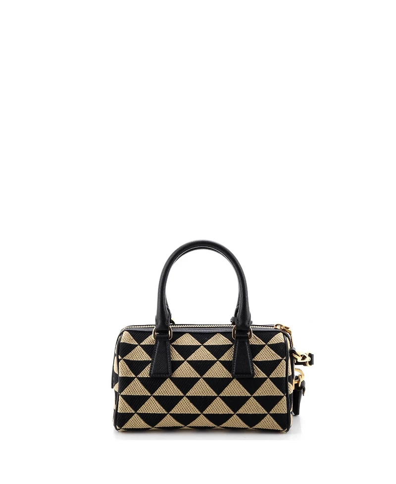 Pre-Owned Prada Small Symbole Lux Convertible Boston Bag Jacquard
