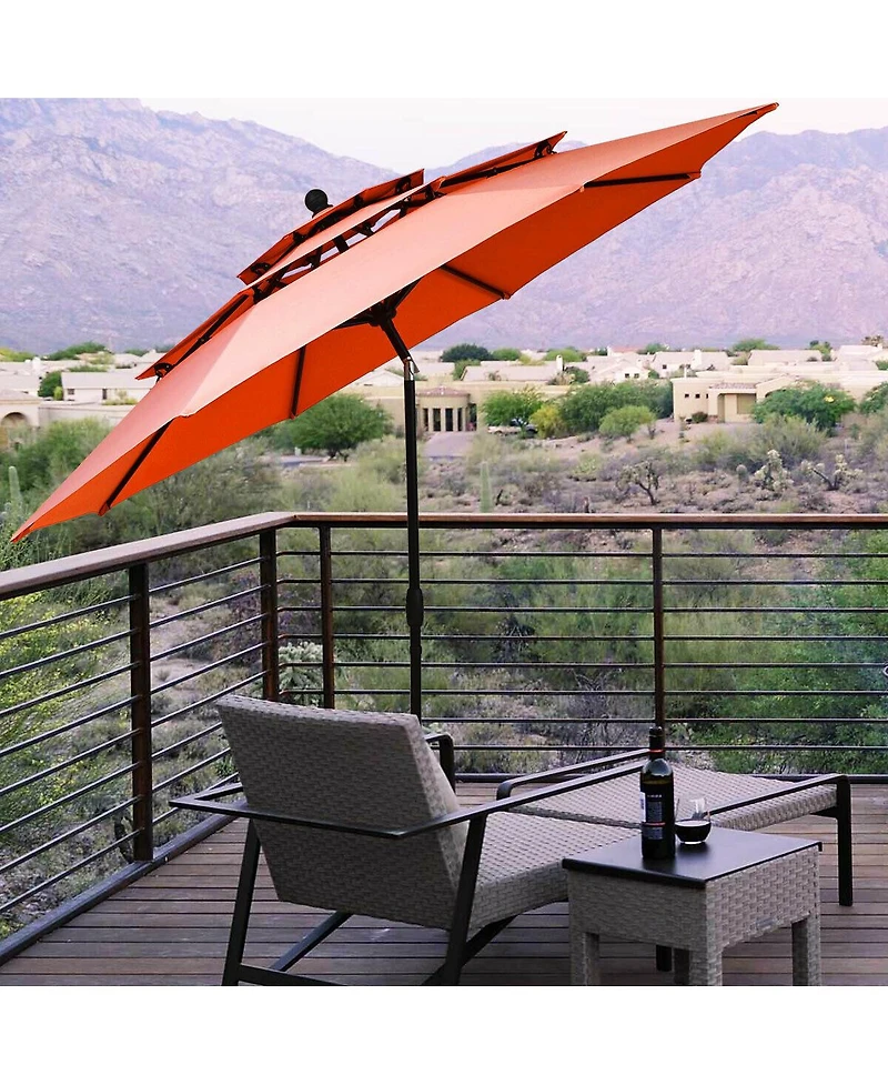 Gymax 10ft 3 Tier Patio Market Umbrella Aluminum Shade Shelter Double Vented Turquoise