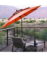Gymax 10ft 3 Tier Patio Market Umbrella Aluminum Shade Shelter Double Vented Turquoise