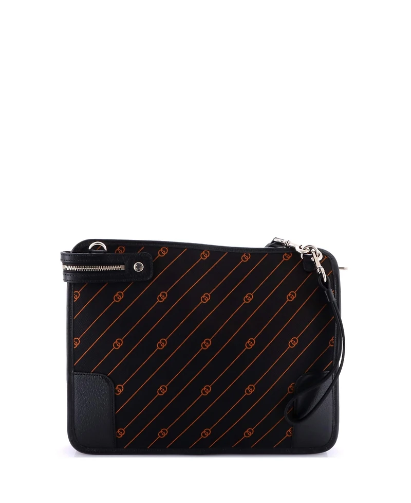 Pre-Owned Gucci Interlocking G Messenger Bag Gg Jacquard with Leather