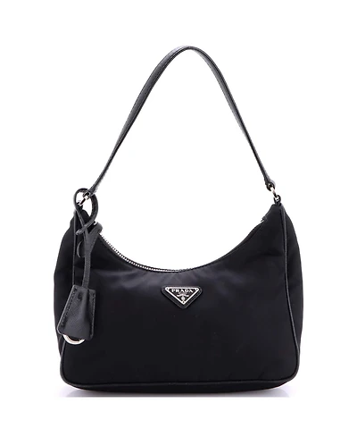 Pre-Owned Prada Mini Re-Edition 2005 Hobo Tessuto with Saffiano Leather