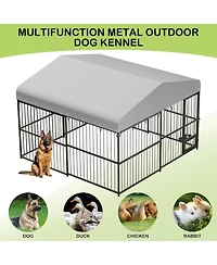 gaomon 10x10x6 ft Outdoor Dog Kennel for Large Dogs, Lockable Dog Enclosure with Uv-Resistant Waterproof Roof