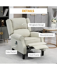 Boyel Living Vibration Massage Recliner Chair with Heat Linen Fabric Push Back Living Room Sofa