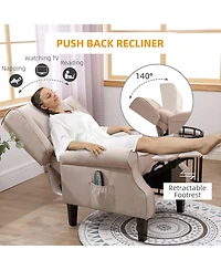 Boyel Living Vibration Massage Recliner Chair with Heat Linen Fabric Push Back Room Sofa