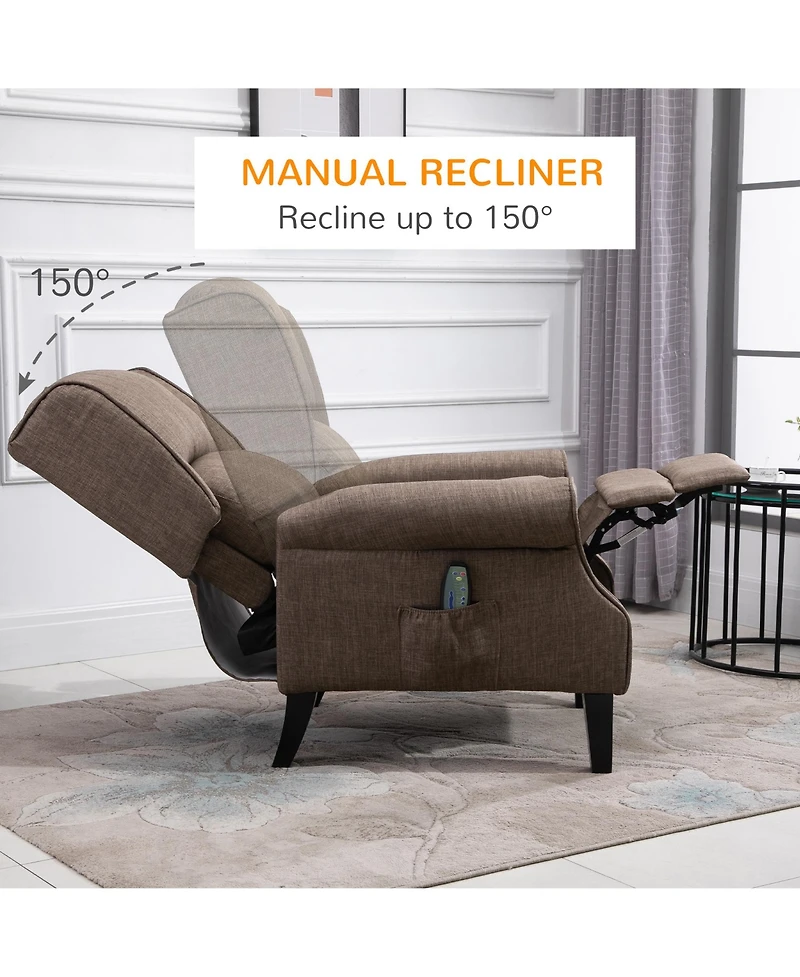 Boyel Living Vibration Massage Recliner Chair with Heat Linen Fabric Push Back Room Sofa