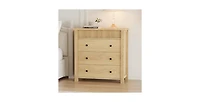 gaomon 3 Drawer Dresser, Modern Fluted Nightstand, Wooden Chest of Drawers, Storage End Table Organizer