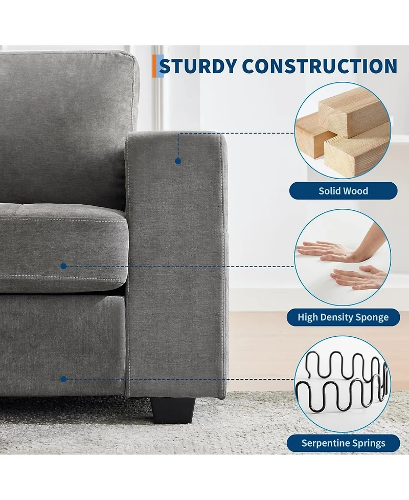 gaomon 70" Oversized Cloud Couch, Mid-Century Chenille Sofa with Usb & Side Pockets, Deep Seat