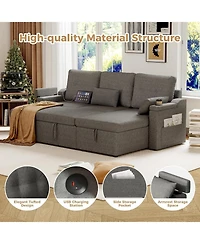 gaomon 85" Reversible L-Shaped Sleeper Sofa Bed with Pull-Out Bed, Storage Chaise, Usb-c Ports, Removable Covers and Cup Holder