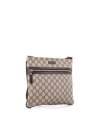 Pre-Owned Gucci Medium Front Zip Flat Messenger Bag Gg Coated Canvas