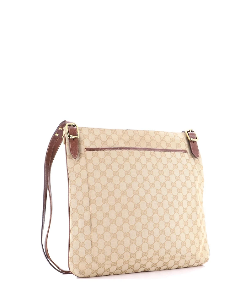 Pre-Owned Gucci Large Vintage Belted Flat Messenger Gg Canvas